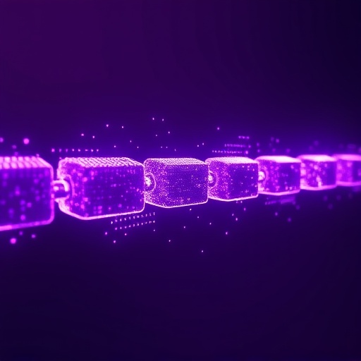 Blockchain do Bitcoin BTC formada por blocos digitais seguros